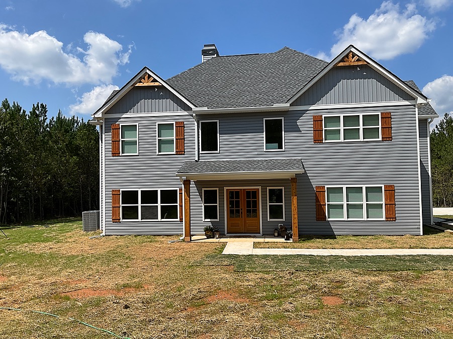 Custom home under construction, showing framing built to Georgia code requirements